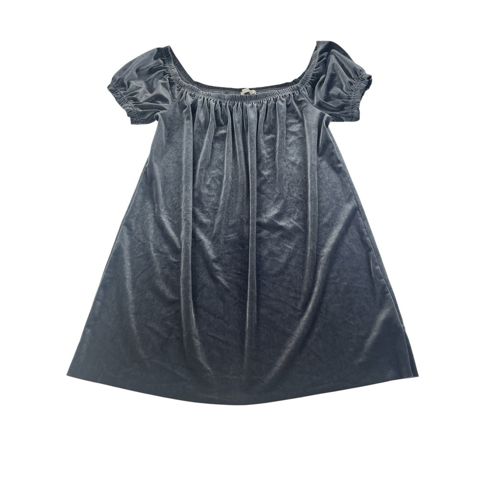 Urban Outfitters Gray Velvet Off Shoulder Puff Sleeve Mini Dress Women's M